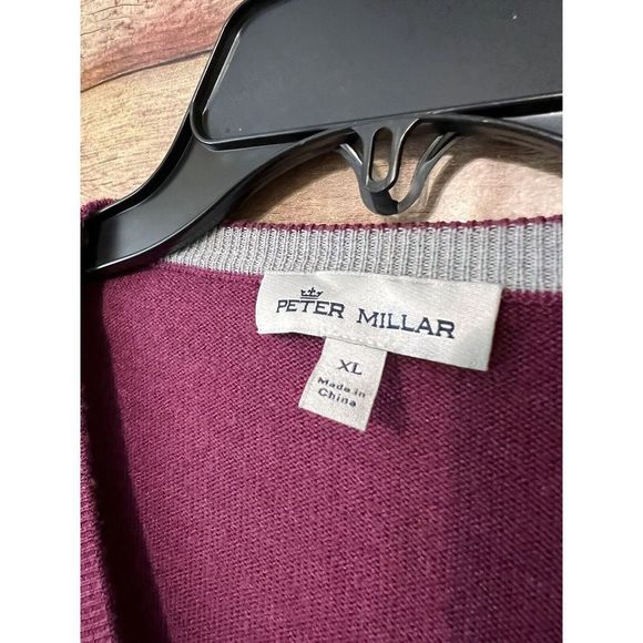 Peter Millar Berry V-Neck 100% Merino Wool Pull Over Mens XL Sweater - Picture 3 of 7